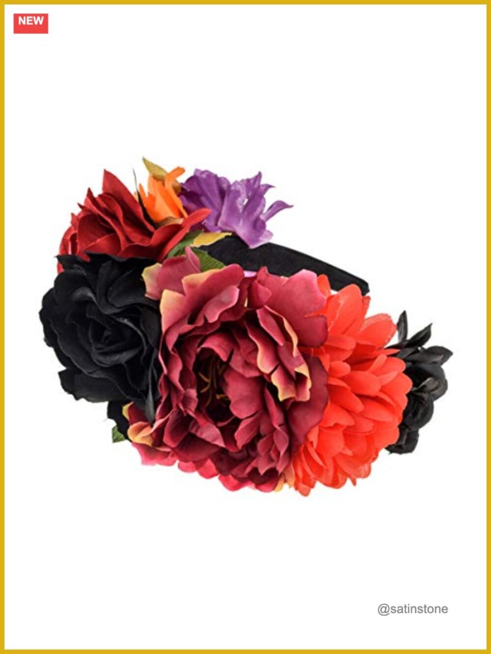 Rose Flower Crown Headband Day of the Dead Floral Hair Accessory